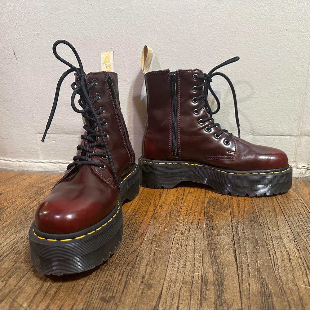 Dr. Martens Jadon II Mono Platform Lace Up Boot Dark red Womens US 10; Mens US 9